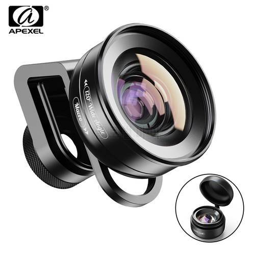 APEXEL 2in1 HD Camera Phone Lens Kit 120 degree 4K Wide angle lens + 10X Macro lens for iPhone 11 Samsung xiaomi all smartphone