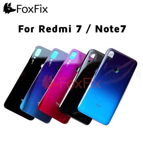 FoxFix Clear Glass For Xiaomi Redmi Note 7 Pro Battery Cover Back Glass Panel Rear Housing Case With Camera Lens Replacement