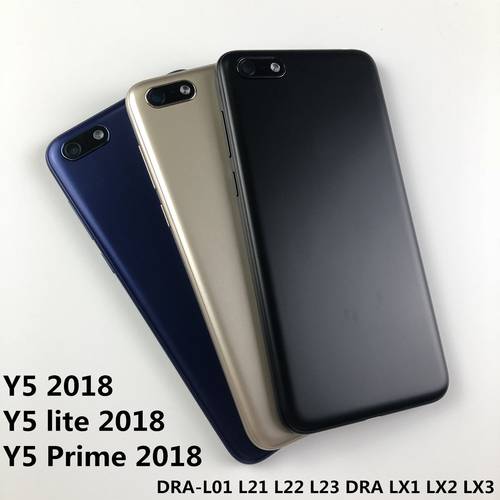 For Huawei Y5 Lite Y5 Prime Y5 2018 Housing Battery Cover Back Cover and rear camera glass lens and Power Volume Buttons+logo