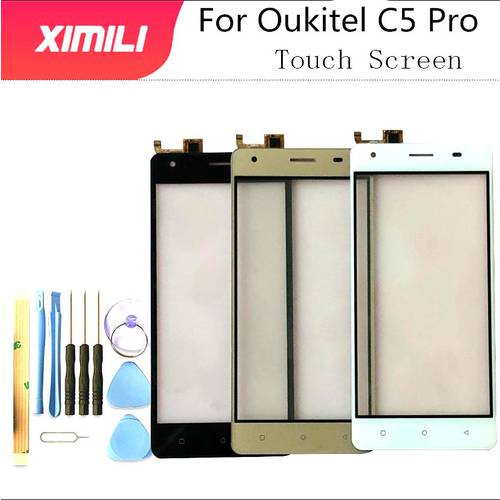 5.0 inch Tested Well 100% FOR Oukitel C5 Pro Touch Screen Original Glass Panel Touch Screen For C5 Pro + tools+Adhesive