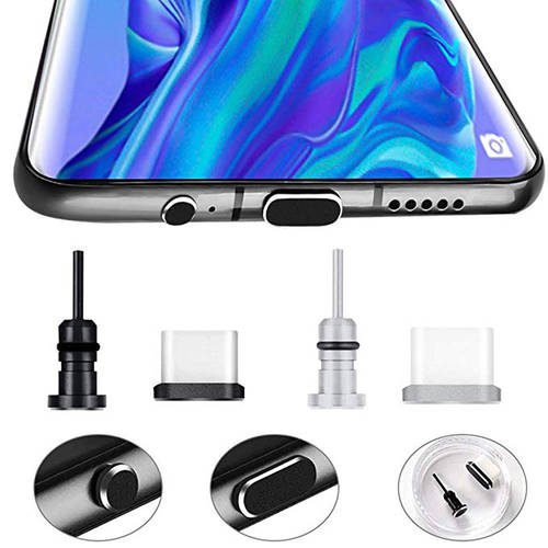 Anti-Dust Plugs USB Port Cover Protector With Headphone Jack Cover 2 Pairs USB-C Cover Anti-Dust Caps Pluggy for Smartphone