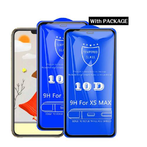 10pcs/lot Tempered Glass For iPhone XS Max XR X 8 7 6S plus 14 PRO MAX Screen Protector Film Glass Full Cover 10d Retail package