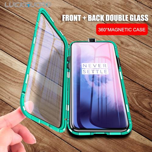 For One Plus 7 8 Pro Magnetic Adsorption Screen Protector Case For Oneplus 7 7T 8 Pro 6T Full Protective Double Glass Cover