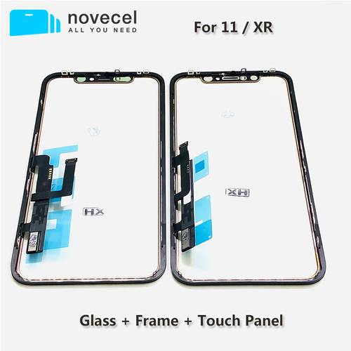 Novecel Touch Screen Digitizer Panel Repair Parts with Frame OCA Film for iPhone 11 XR Touchscreen Front Glass Lens Sensor