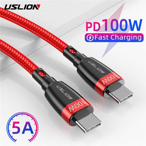 USLION 100W USB C to USB Type C Cable For Xiaomi 12 Pro Samsung Huawei Quick Charge 4.0 PD Fast Charging For MacBook Pro Laptop