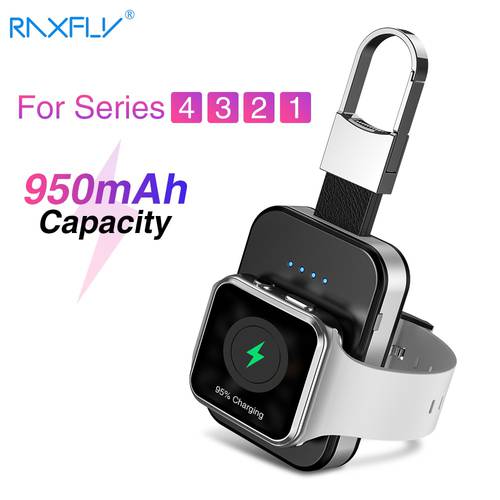 RAXFLY 950mAh Keychain Wireless Charger Mini LED Power Bank Dock For Apple i Watch Series 2 3 4 5 Outdoor Portable Fast Charging