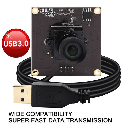ELP USB 3.0 2MP IMX291 50fps High Speed Camera Module USB 3.0 Industrial with No distortion lens for Video conference