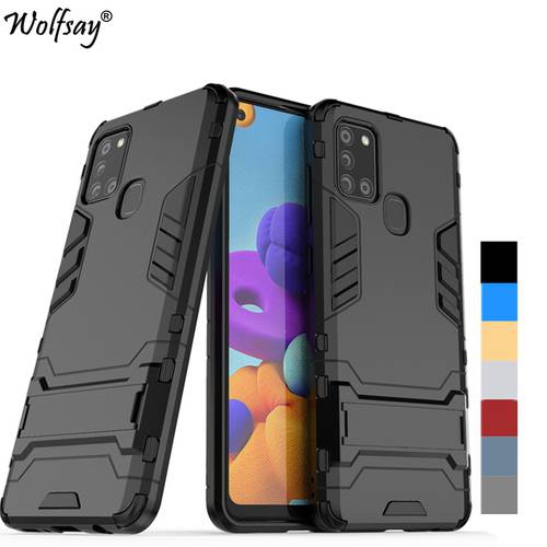 For Cover Samsung Galaxy A21s Case Bumper Hybrid Stand Silicone Armor Phone Case For Samsung A21s Cover For Galaxy A21s 6.5 inch