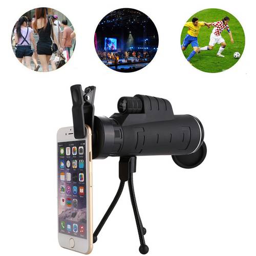 Telescope Phone Lens 40X60 Optical Monocular HD Mobile Phone Camera Lens Zoom for iPhone Samsung Smartphone Telescope Lens Kit