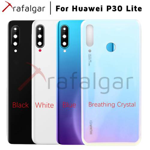 Trafalgar Back Cover For Huawei P30 Lite Battery Cover Back Glass Panel Rear Housing Case With Camera Lens Replacement+Sticker