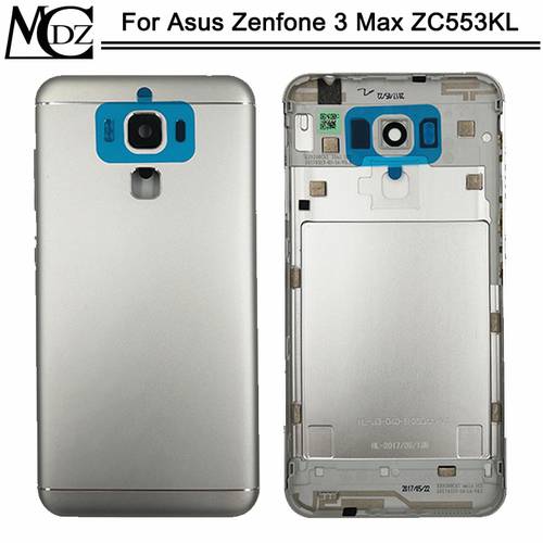For Asus Zenfone 3 Max ZC553KL Metal Battery Back Cover Rear Door ZC553KL Battery Housing Case With Camera Lens Replace Repair