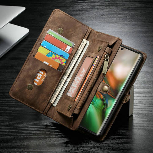 CaseMe Case For Samsung Galaxy Note 20 Ultra 10 Plus 2 in 1 Detachable Wallet Leather Card Flip Card Zipper Note 20 10 + Case