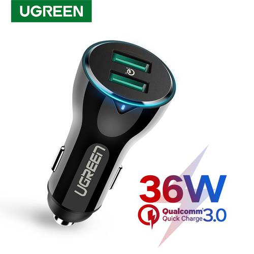 Ugreen 36W QC Car Charger Quick Charge 3.0 for Samsung S10 9 Fast Car Charging for Xiaomi iPhone QC3.0 Mobile Phone USB Charger
