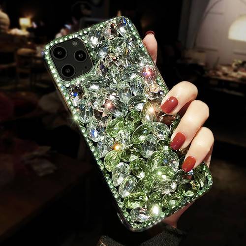 Handmade Bling Gradient Green Crystal Diamond Phone Cases For iPhone 14 12 13 11 Pro Max XS XR X 8 7 6S Plus SE 2020 Case Luxury