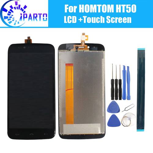 HOMTOM HT50 LCD Display+Touch Screen 100% Original LCD Digitizer Glass Panel Replacement For HOMTOM HT50+tool+adhesive.