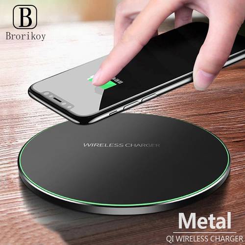 Wireless fast charger ultra-thin metal pad 10W wireless fast charger for iPhone14 13 12 Pro Xs Max Samsung S8 S9 Note8 9 adapter