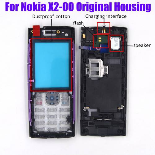 For Nokia X2 X2-00 X2 00 New original Mobile phone housing keypad with flash speaker Charging port replace cover case free tool