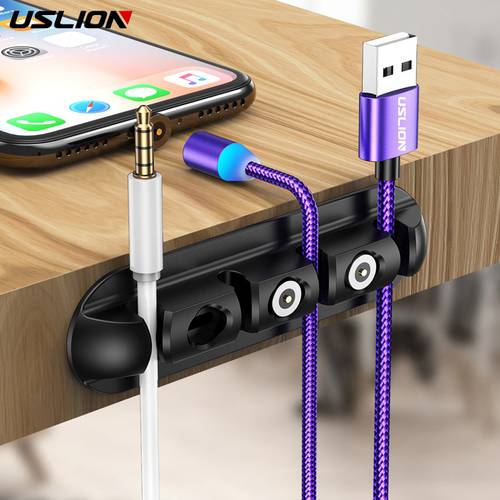 USLION 3 in 1 Cable Organizer Magnetic Cable Plugs Box For Micro USB Type C Cable Plug Cable Accessories Head Storage Container