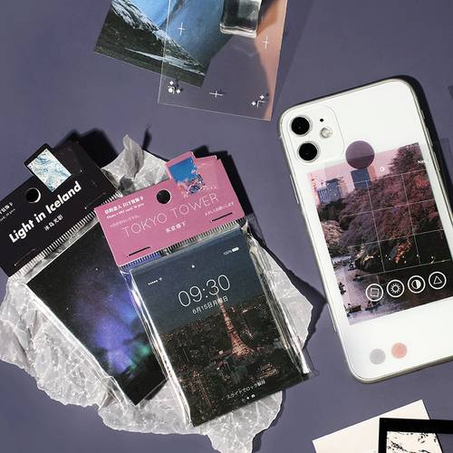 Tianzi 20pcs/pack, city landscape carbon paper film phone sticker, phone case sticker decoration accessories