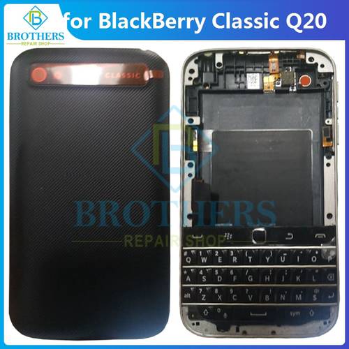 Full Set For BlackBerry Classic Q20 Back Cover Battery Door Housing + Front Frame + Keyboard For BlackBerry Q20 Phone Parts Top