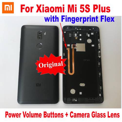 Original Back Battery Cover Housing Door Rear Case + Camera Glass Lens + Fingerprint + Power Buttons For Xiaomi Mi 5S Mi5S Plus