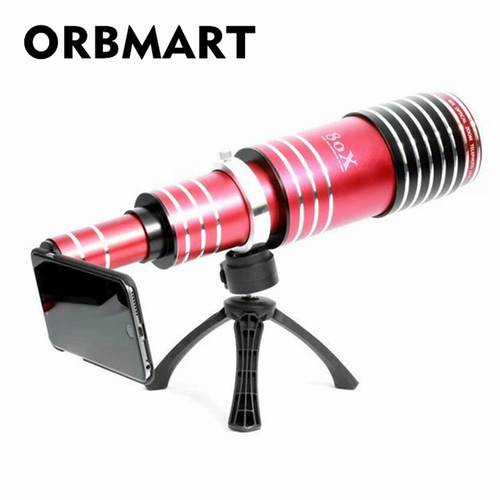 ORBMART 80X Optical Zoom Telescope Mobile Phone Lens For iPhone 5 5s 6 6S Plus 7 8 iPhoneX Samsung Galaxy S8 S7 S6 Edge Note 5 4