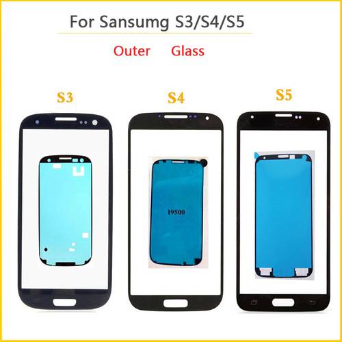 Otuer Glass For Samsung Galaxy S3 i9300 i9305 i9300i i9301 i9301i S4 i9500 i9505 i337 S5 Front Panel Lens LCD Display + Adhesive