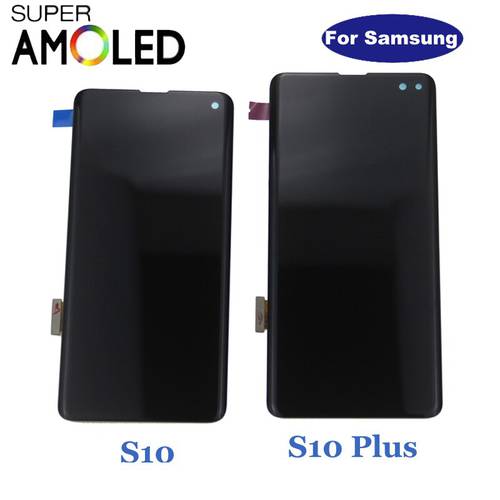 SUPER AMOLED S10 LCD For SAMSUNG Galaxy S10 G973F G973 S10 Plus G975 G975F Touch Screen Digitizer Assembly