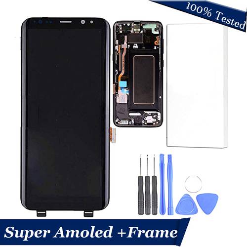 SUPER AMOLED for SAMSUNG GALAXY S8 Display G950 G950F Touch Screen Digitizer For Samsung S8 G950 LCD+Frame