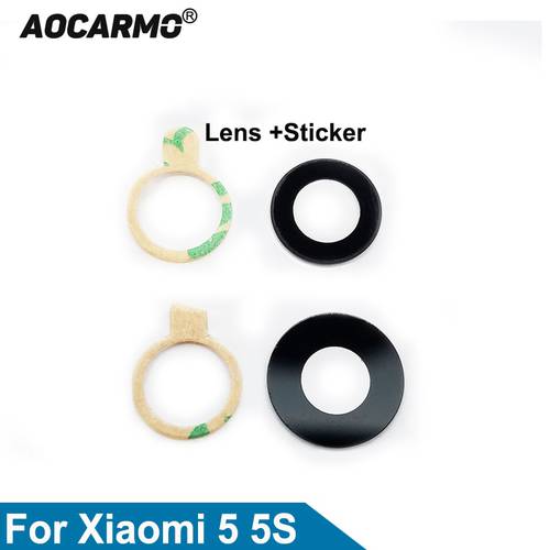 Aocarmo Rear Back Camera Lens Glass With Adhesive Sticker Replacement Part For XiaoMi 5 5S mi5 mi5s