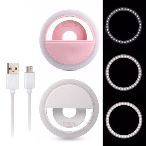 Selfie Light Ring For Mobile Recharge Round Selfie LED Ring Flash For iPhone 11 Samsung Xiaomi Lens Portable Luminous Ring Clip