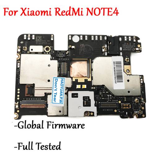 Tested Full Work Original Unlock Motherboard For Xiaomi Hongmi Redmi Note 4 Note4 Logic Circuit Electronic Plate Global Firmware