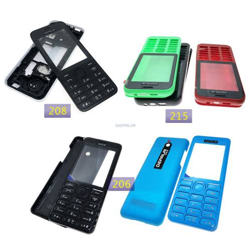 New High Quality Housing For Nokia 208 Dual SIM Card 2080 215 206 2060 Mobile Phone Cover Case Keypad
