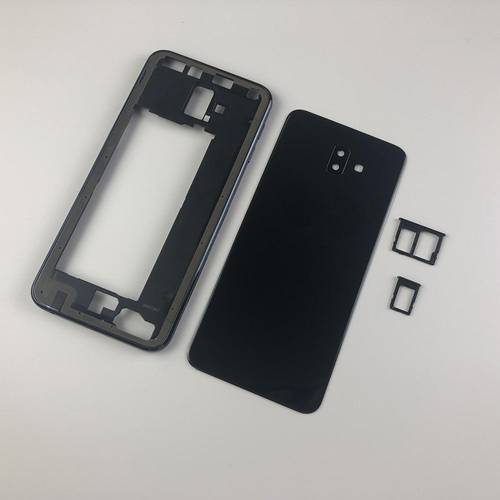 For Samsung Galaxy J6 Plus 2018 J6+ J610 J610F Housing Middle Frame+Battery Back Cover+Camera Lens Cover+Sim Card Tray Holder