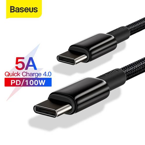 Baseus 100W USB C to USB Type C Cable for Xiaomi Redmi Note 8 Pro Quick Charge 4.0 PD 100W Fast Charger for MacBook iPad Pro
