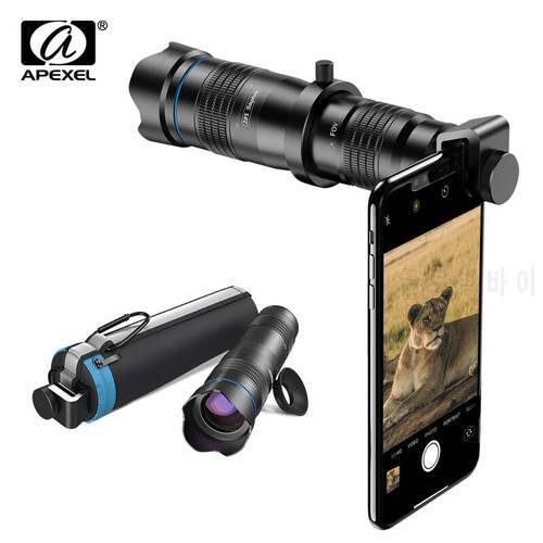 APEXEL HD 28X Metal Telephoto Zoom Lens Optic Monocular With Selfie Tripod Phone Camera Lens For Huawei Xiaomi All Smartphone