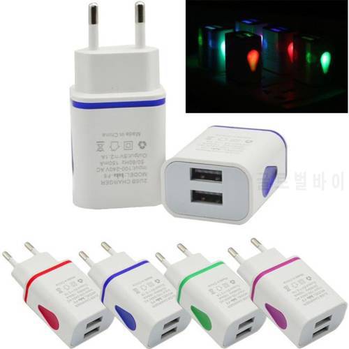 2.1A 5V USB Phone Charger LED Lighting Universal Fast Charging Power Adapter For Xiaomi Samsung Nokia Android Phone Charger EU