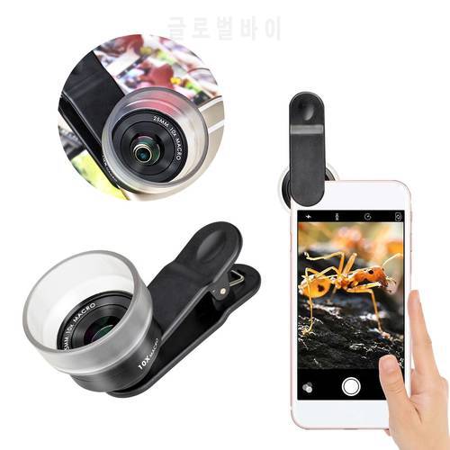 Professional HD 25mm 10X Macro Lens Clip-on Phone Camera Lens Add-on Lens Camera Lens Compatible with Most Smartphones
