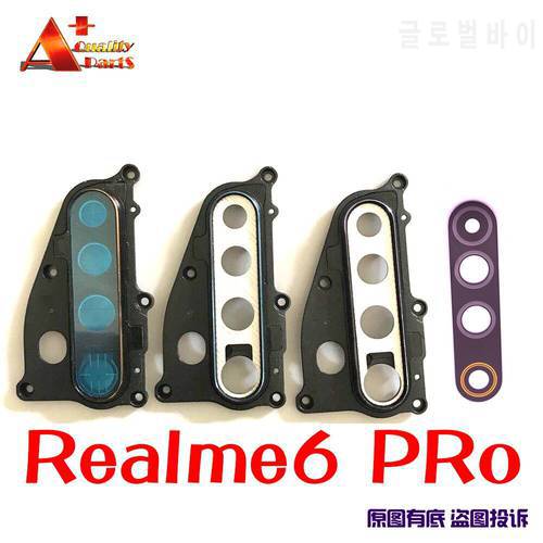 For Realme 6 proOriginal Back Rear Camera Lens Glass with Cover Frame Ring Holder Braket Assembly for Realme6 PRo