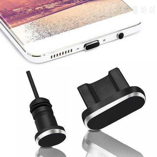 2PCS Metal Charging Port +3.5mm Earphone Port Dust Plug Replacement for Android for iPhone for Type-C Mobile Phone