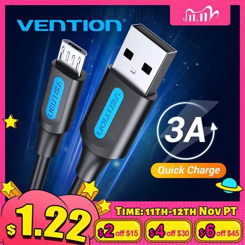 Vention Micro USB Cable 3A Fast Charging USB Data Cord for Samsung S7 S6 Note Xiaomi Huawei HTC Mobile Phone USB Charger Wire