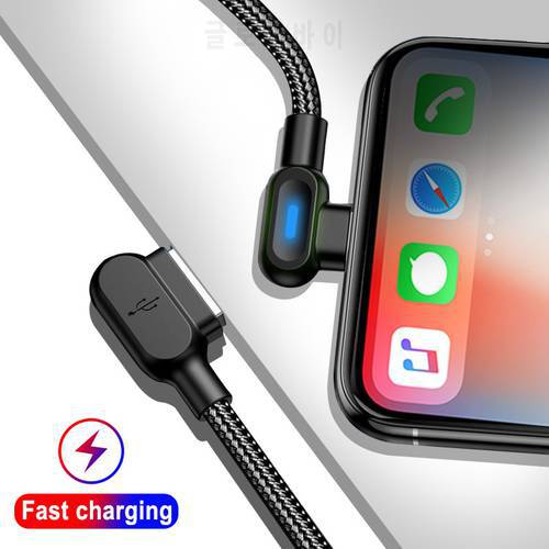 0.25M 1M 2M 90 Degree USB Data Charger Fast Cable for iPhone X XR XS MAX Samsung S9 S10 Plus iPad Phone Origin long Cord Charge