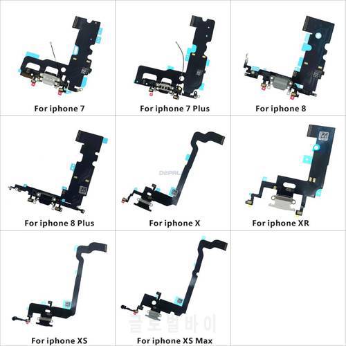 Charger For iphone 7 8 7Plus 8P X XR XS MAX USB Charging Port Dock Connector Flex Cable With Microphone Replacement Part