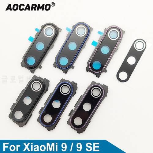 Aocarmo For XiaoMi 9 / 9 SE mi 9 / 9 SE Rear Back Camera Lens Glass With Adhesive And Lens Frame Cover Sticker