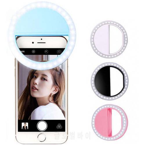 LED Ring Flash Universal Selfie Light Portable Mobile Phone LEDS Selfie Lamp Luminous Ring Clip For iPhone 11 X XR Samsung