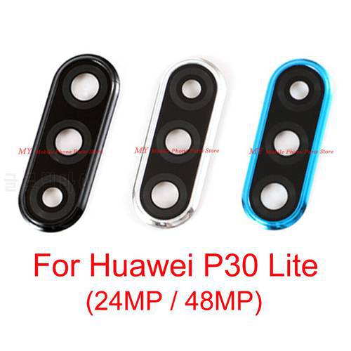 For Huawei P30 Lite P30lite / Nova 4E Rear Camera Lens Glass Housing Back Cover With Metal Frame Holder 24MP/48MP Repair Parts