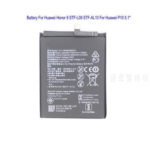 1x 3200mAh Replacement HB386280ECW Battery For Huawei Honor 9 STF-L09 STF-AL10 For Huawei P10 5.1