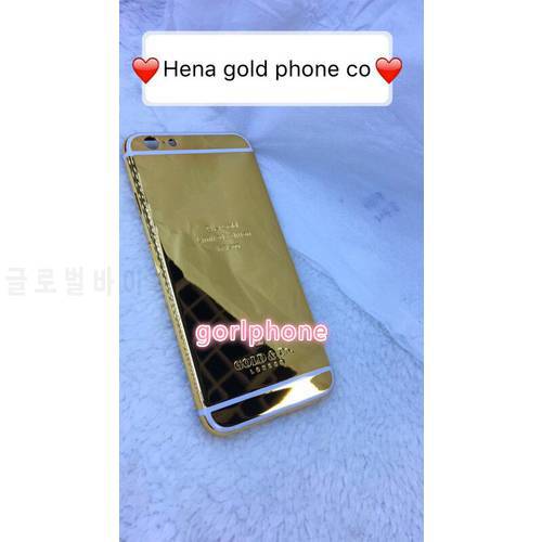 Middle Frame Rear Door Housing for phone 6/6s/7/x plus 24k real Gold plated Chassis Back housing with Logo Card Tray+Buttons