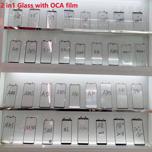 5PCS Front Glass Lens+OCA Glue For Samsung Galaxy A40 A50 A70 A10 A20 A30 A51 A71 A10s A30s A72 Screen Touch panel Replacement