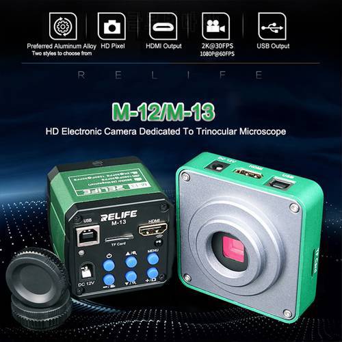 Trinocular Microscope HD Camera RELIFE HDMI M-12/M-13 3800W For Phone CPU PCB Observe Soldering Repair High Speed Image